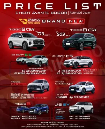 Pricelist Harga Chery pejatentimur 2025